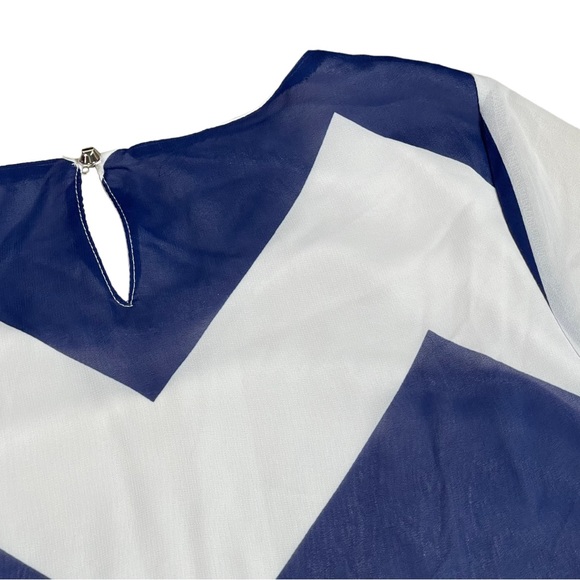 Charming Charlie size medium navy blue & white silky thin chevron pattern dress - Picture 6 of 9